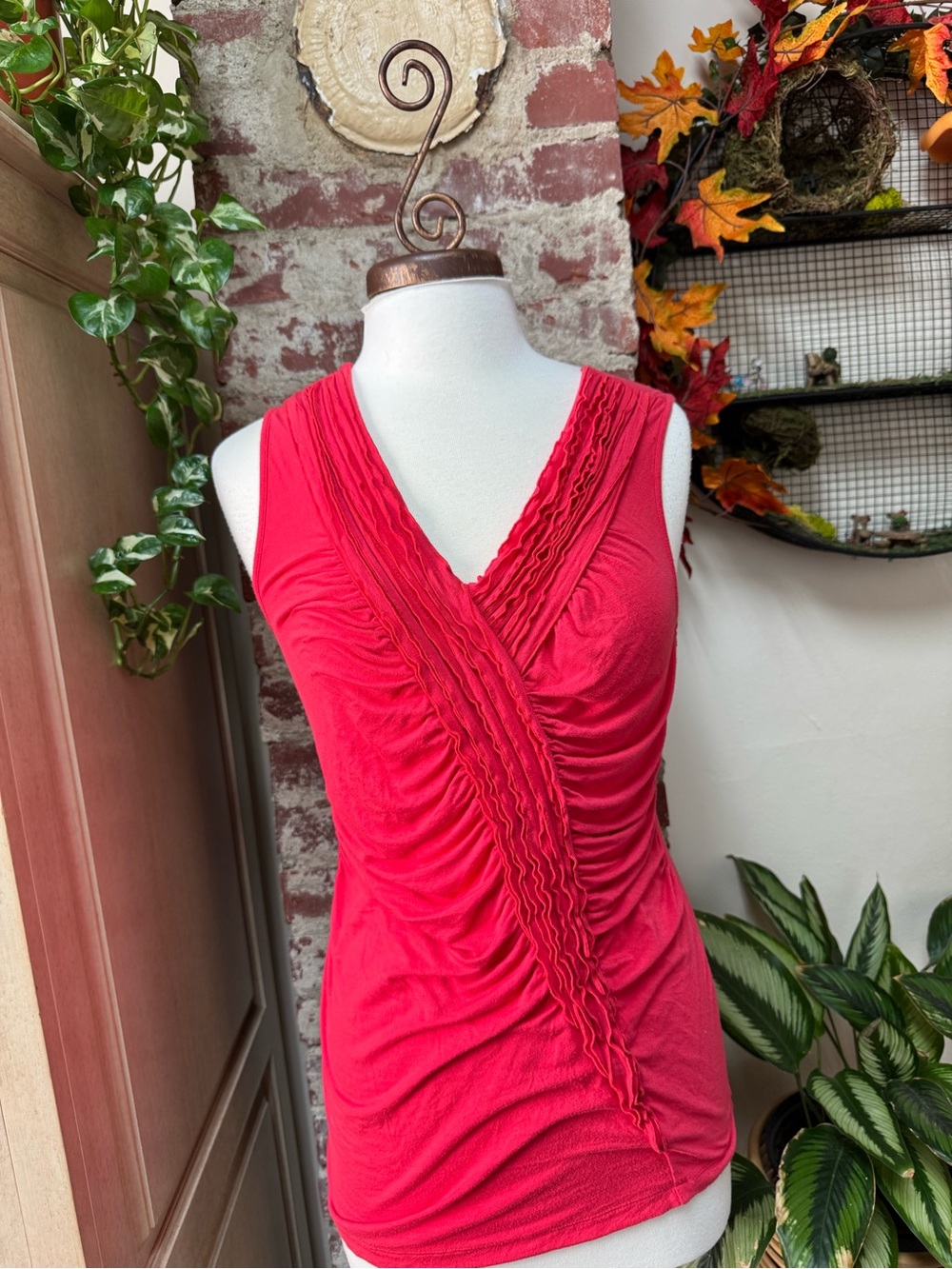 Y2K Hot Pink Ruched Tank Long M/L